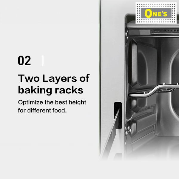Buydeem Mini Toaster Oven Dora - 02: Two Layers of baking racks. Optimize the best height for different food.